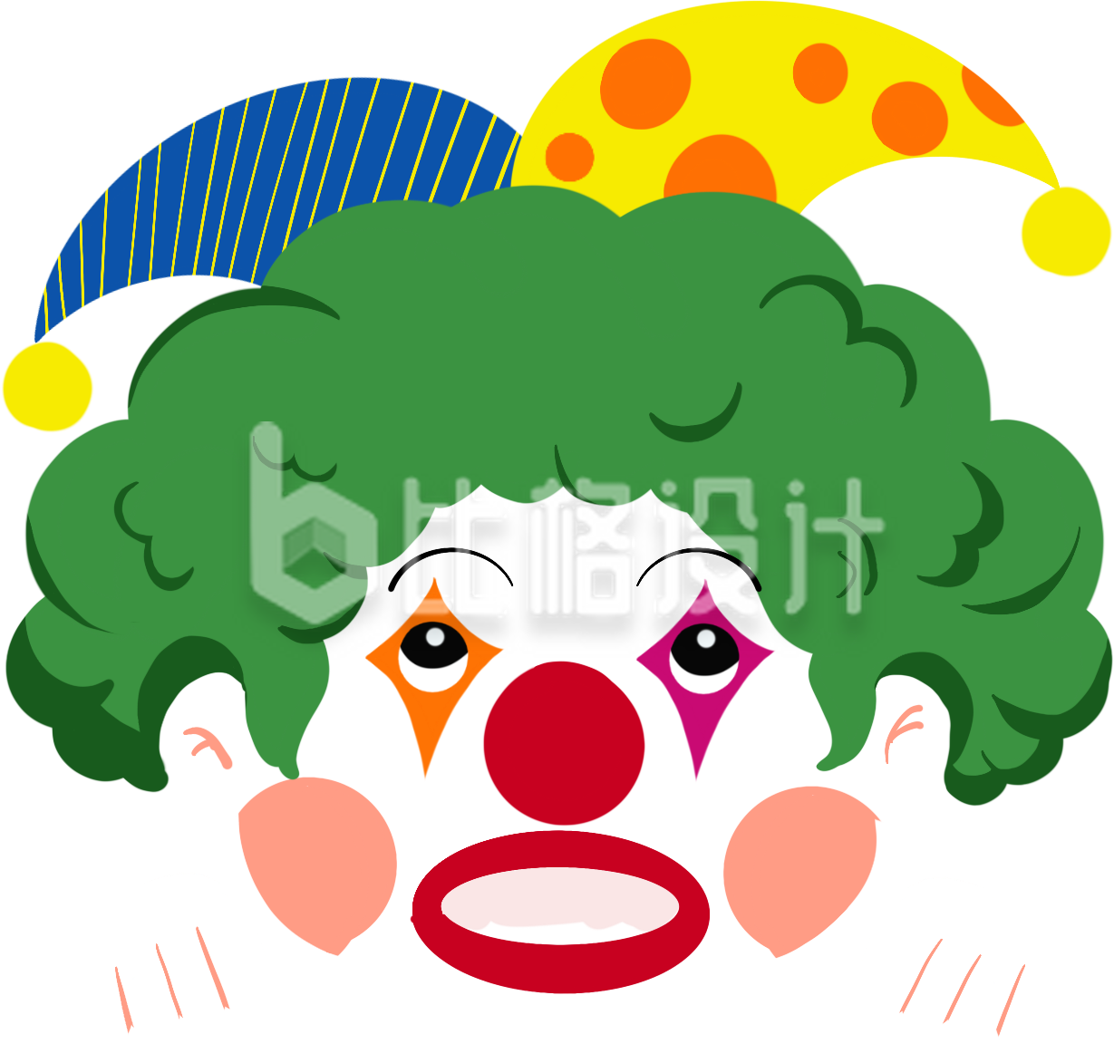 绿色手绘风小丑手绘