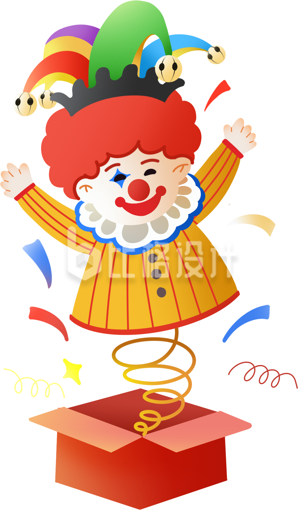红色愚人节小丑插画