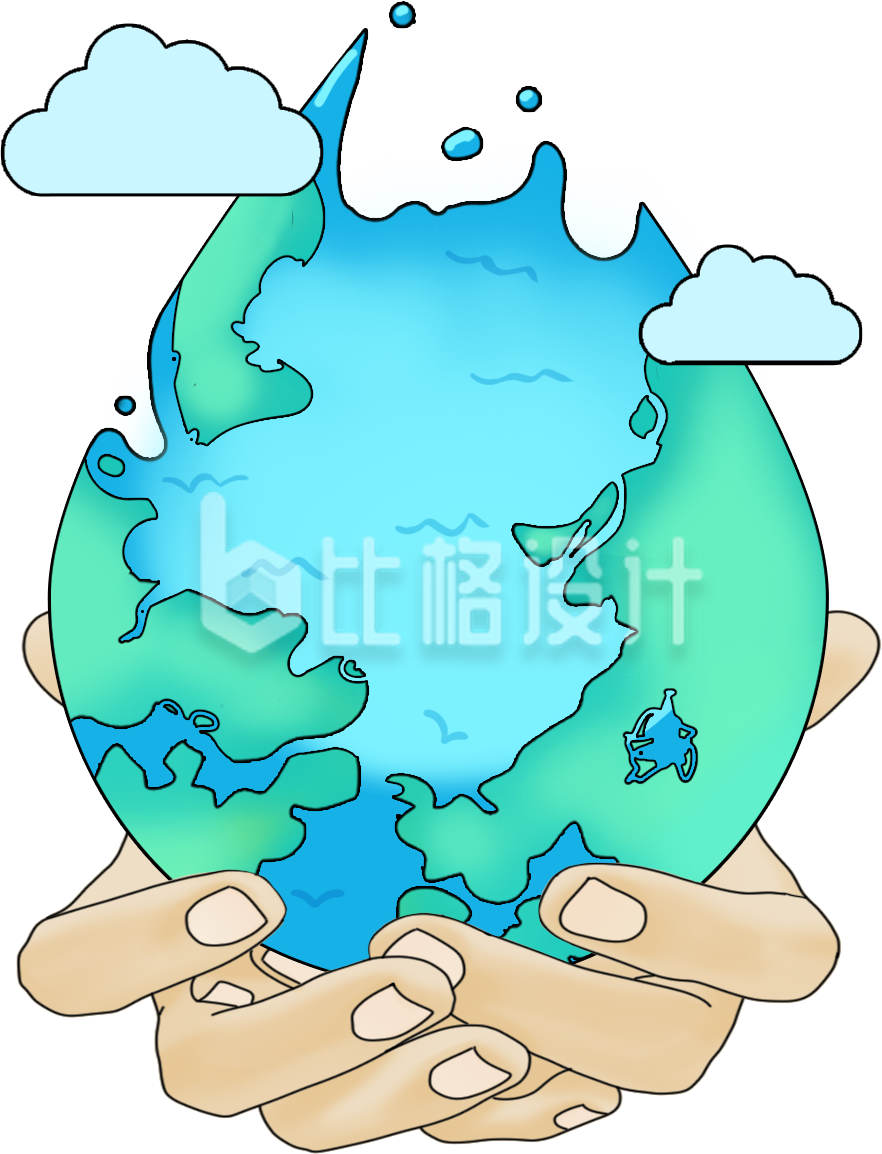 蓝色手绘风地球