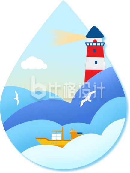 蓝色手绘水滴海洋插画