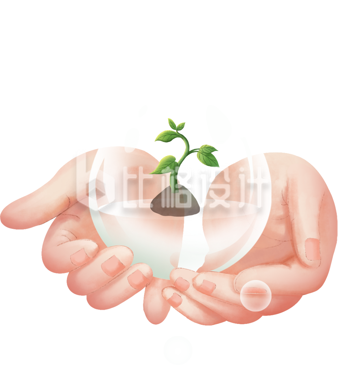 黄色手绘风植树节插画