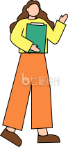 黄色手绘风女生插画时尚穿搭