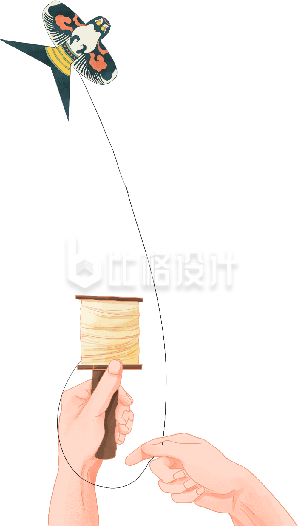 黄色手绘风风筝纸鸢插画