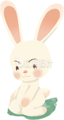 黄色手绘风兔子插画