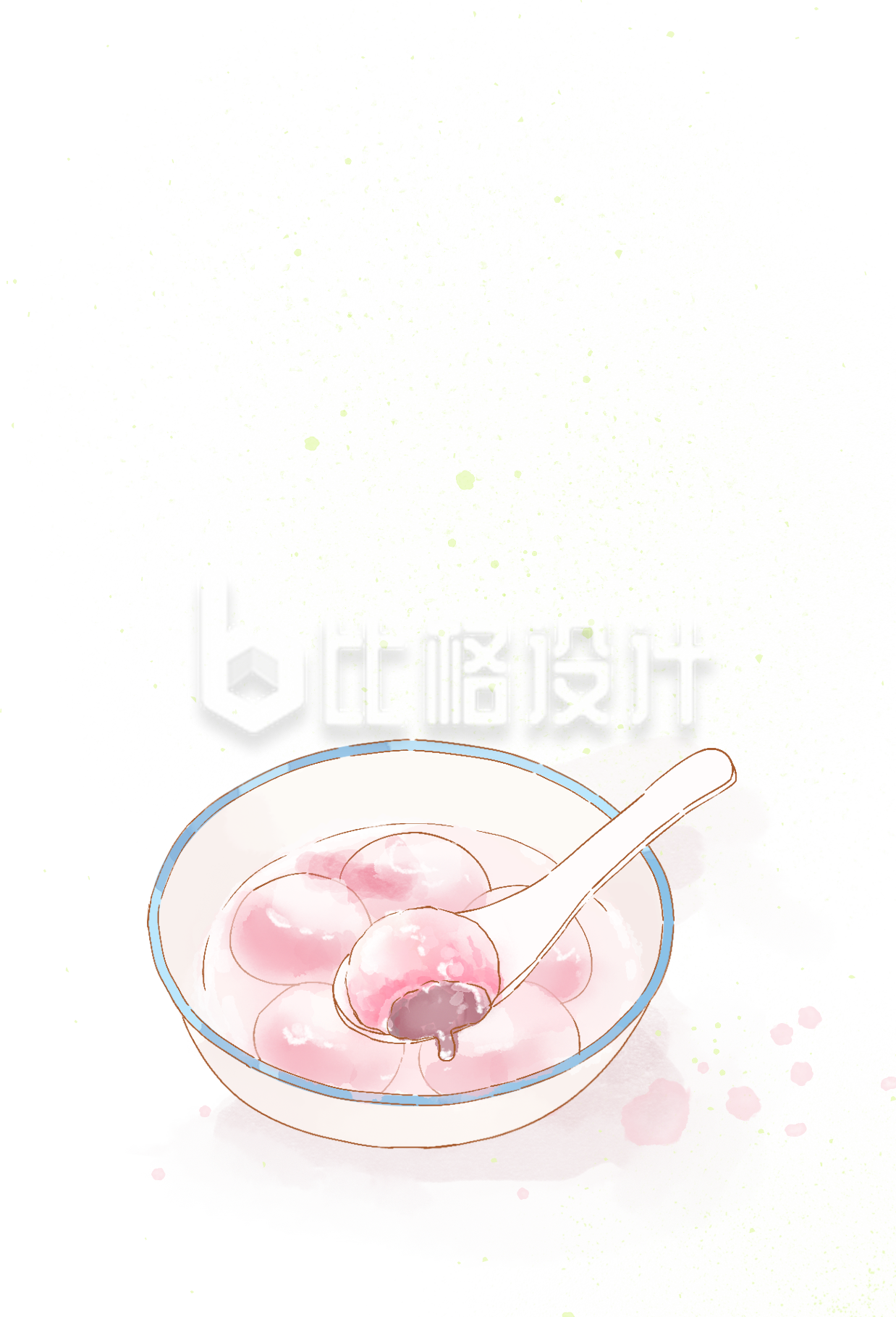 白色手绘汤圆插画