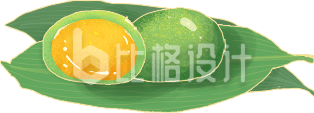 绿色手绘风青团插画清明节传统小吃