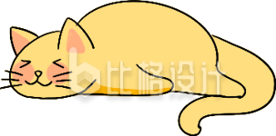黄色手绘风猫咪插画