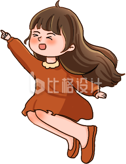 红色扁平风女生人物插画