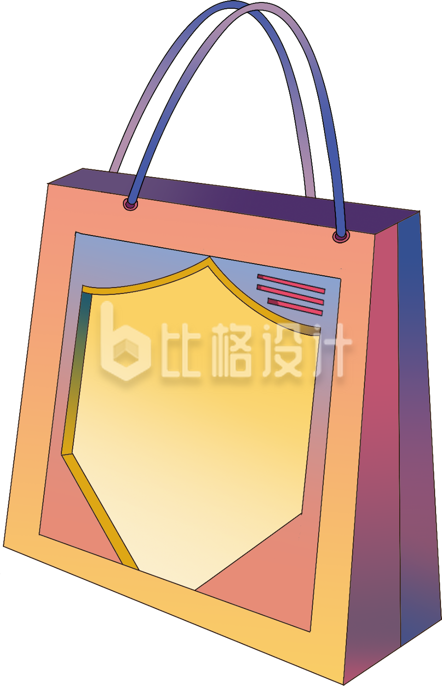 黄色手绘风购物袋插画