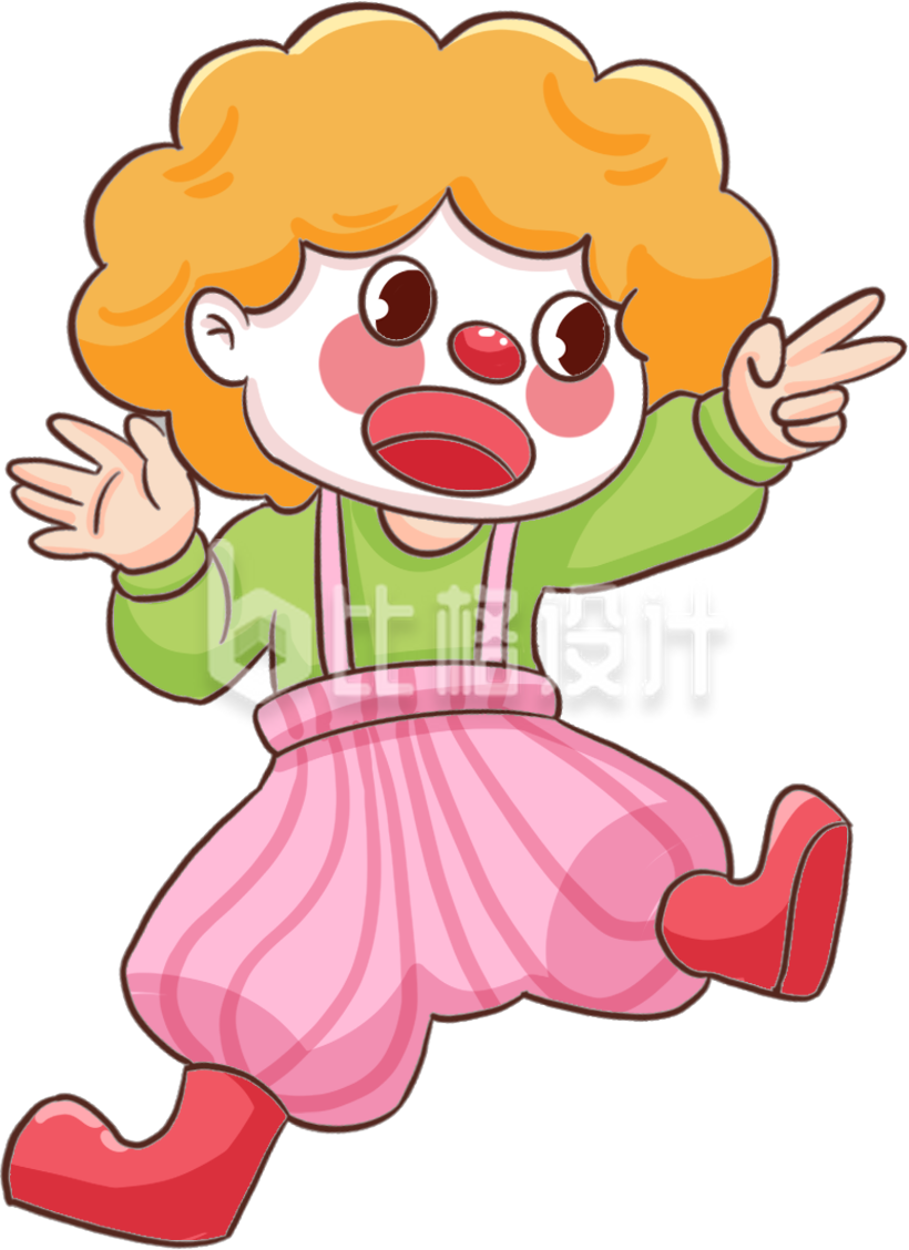 粉色手绘风小丑愚人节插画