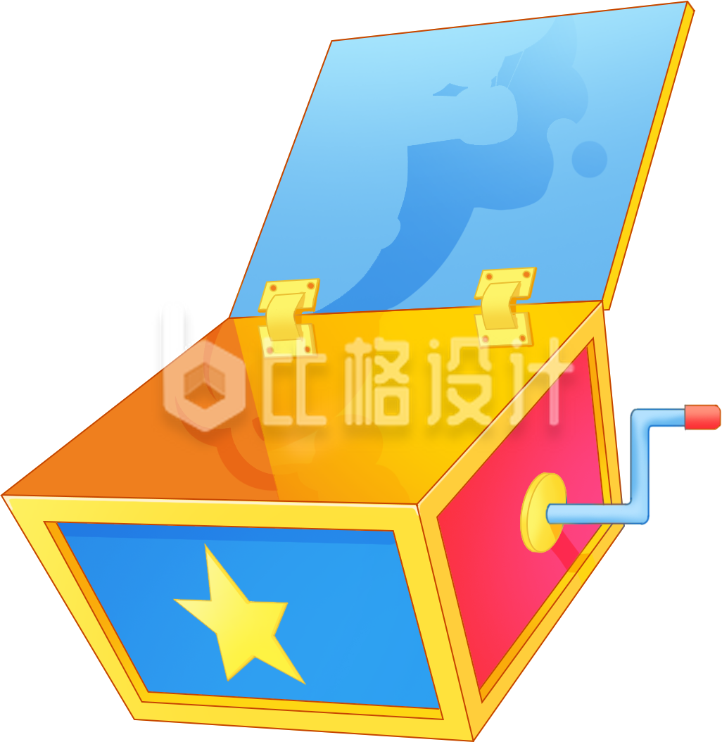 蓝色手绘风盒子插画