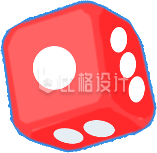 红色手绘风骰子插画游戏娱乐 红色手绘风骰子插画游戏娱乐