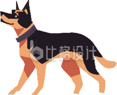 黑色手绘风小狗插画