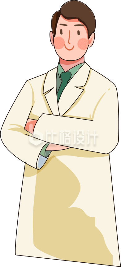 黄色手绘风男生医生劳动节插画