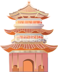 棕色手绘风传统建筑塔