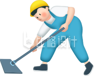 蓝色手绘风男生劳动节卫生家政插画