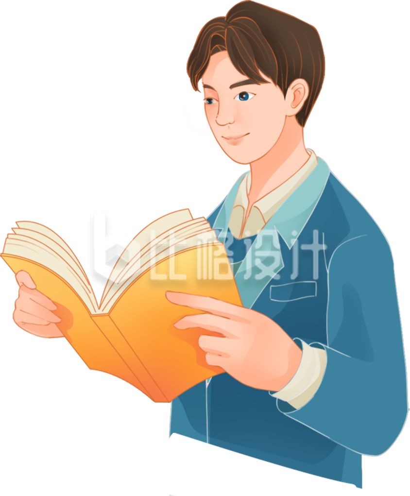 蓝色手绘风男生教师插画