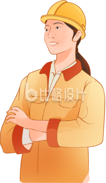 黄色手绘风女生工程师建筑师劳动节妇女插画