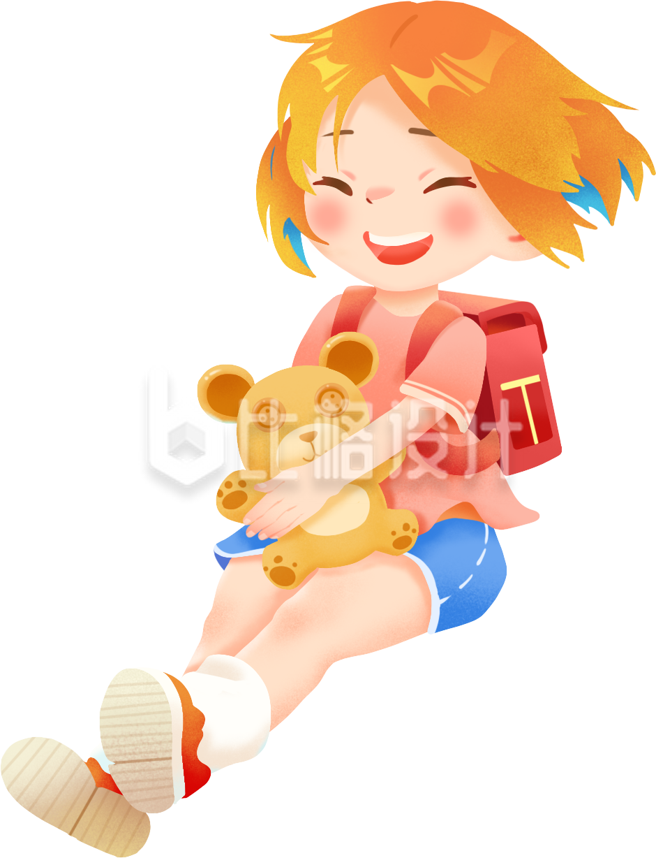 黄色手绘风可爱儿童节插画