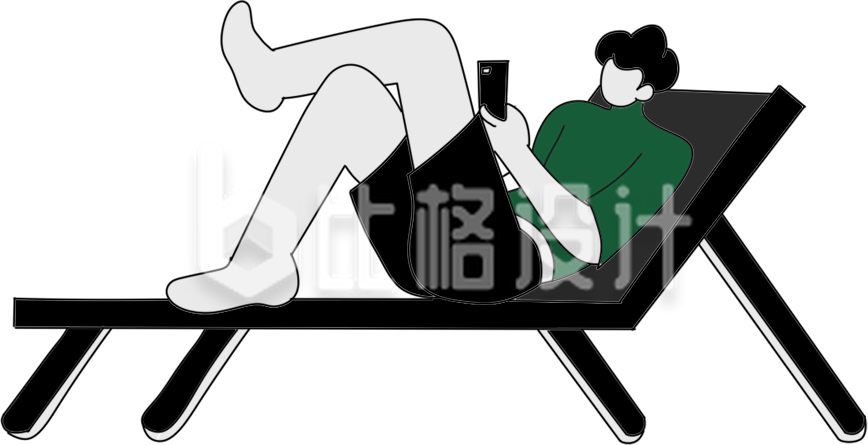 黑色扁平风度假旅游男生插画