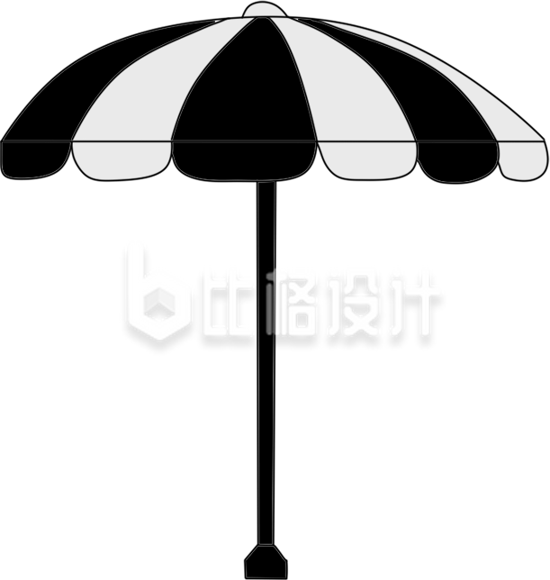黑色扁平风度假旅游遮阳伞插画