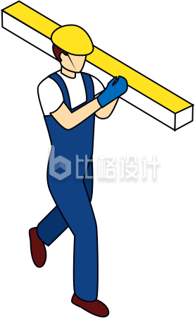 蓝色扁平风男生工人插画劳动节