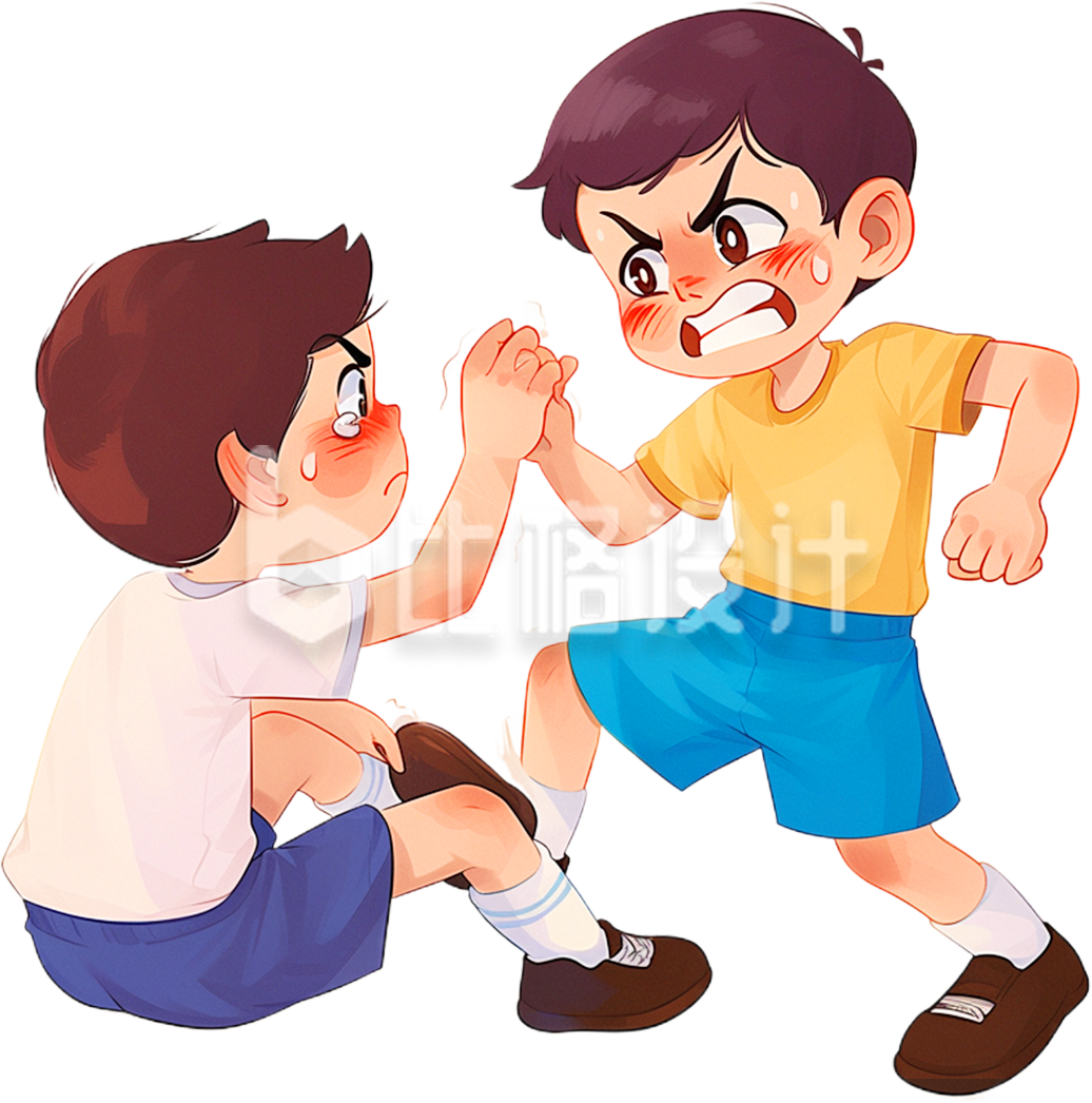 两个小男孩打架