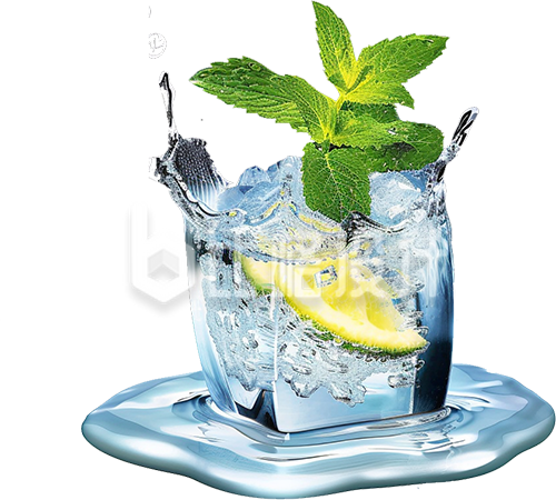 蓝色冰镇水果夏季消暑