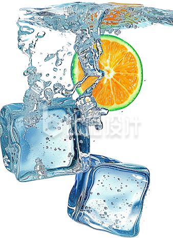 蓝色夏季消暑冰镇果汁