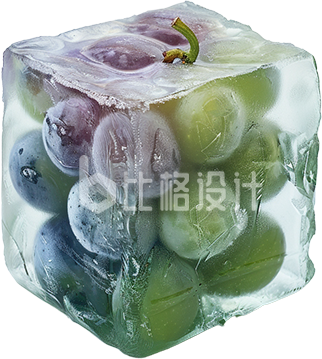 绿色冰块葡萄