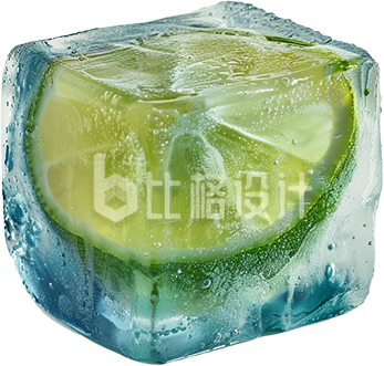蓝色夏季冰镇柠檬水果