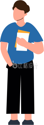 蓝色手绘风男生插画