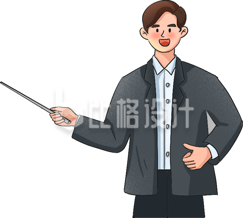 灰色商务扁平风男生教师插画