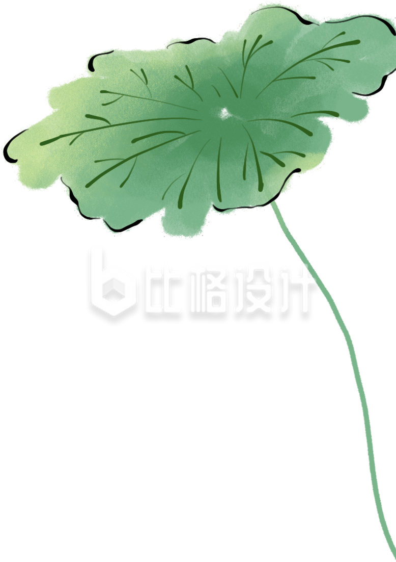 绿色清新手绘水墨荷叶插画