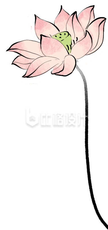 粉色手绘风荷花插画夏季夏至立夏