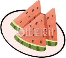 红色手绘风西瓜插画