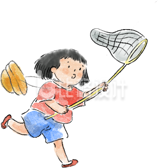 红色手绘风女孩插画