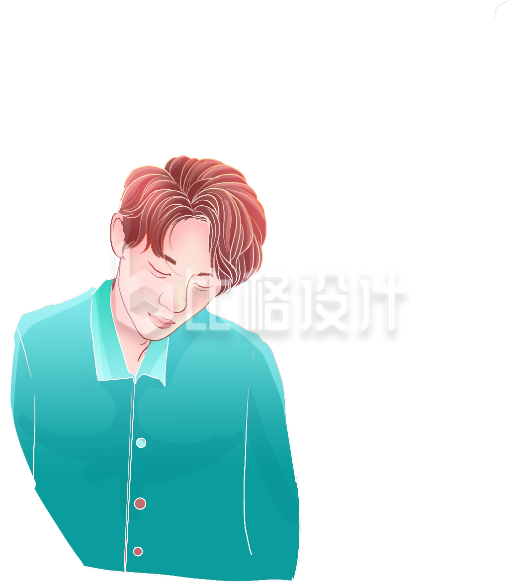 蓝色手绘风男生清新插画
