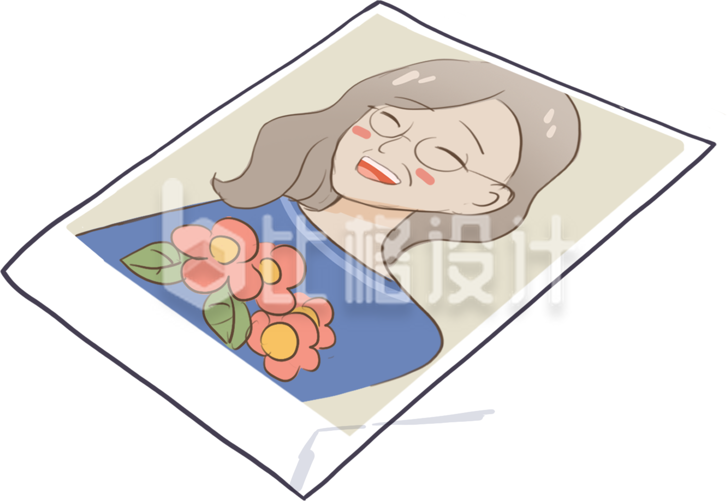 蓝色手绘风母亲节插画
