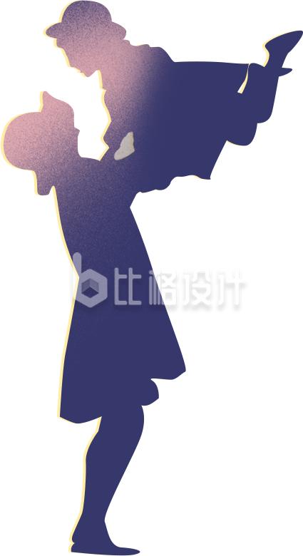 蓝色手绘母亲节插画