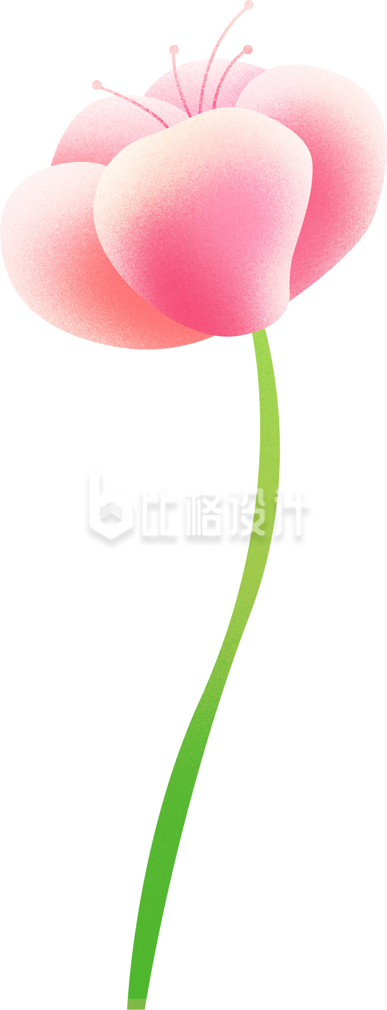 粉色手绘风花朵插画春天花店节日装饰