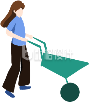 绿色扁平风女生插画