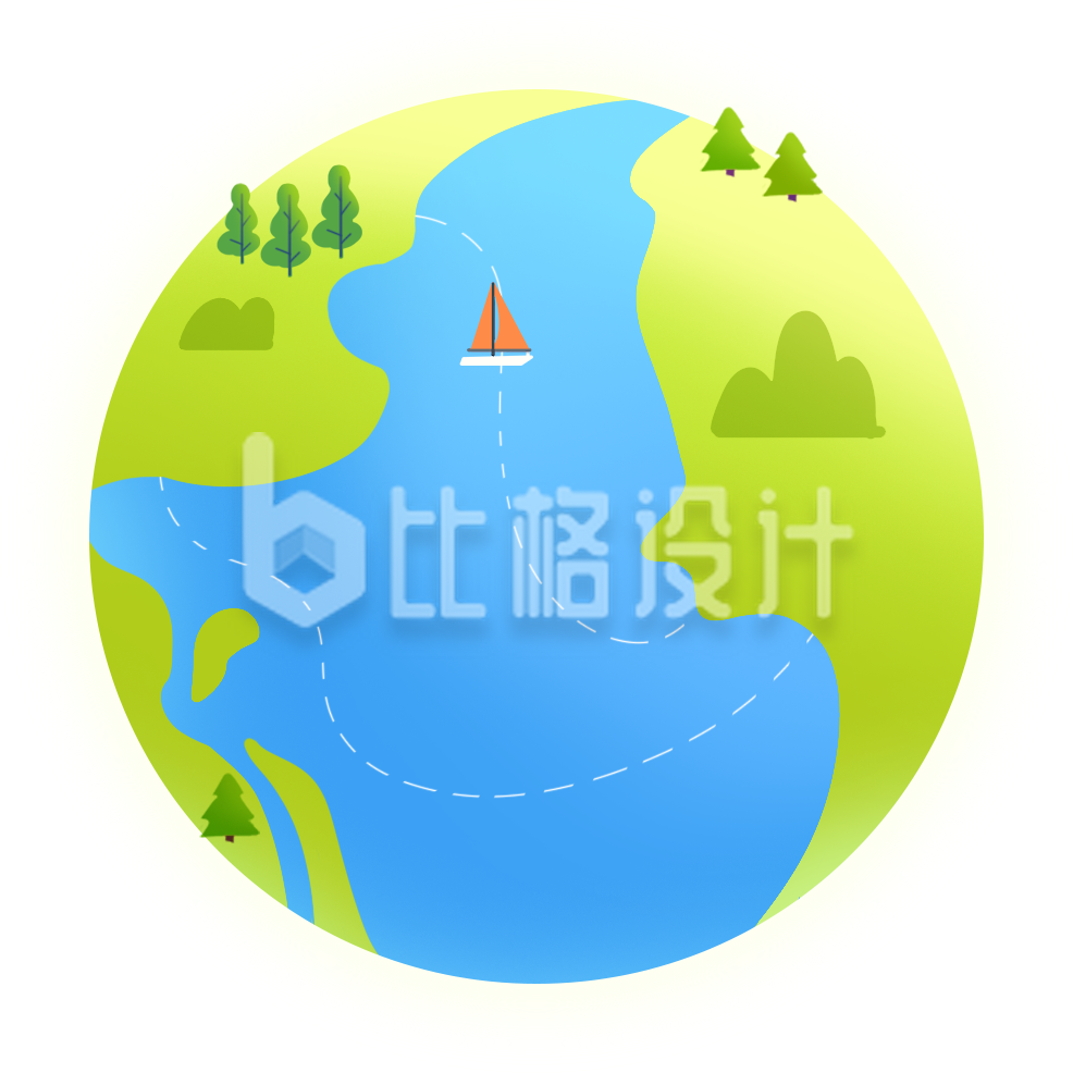 蓝色地球插画