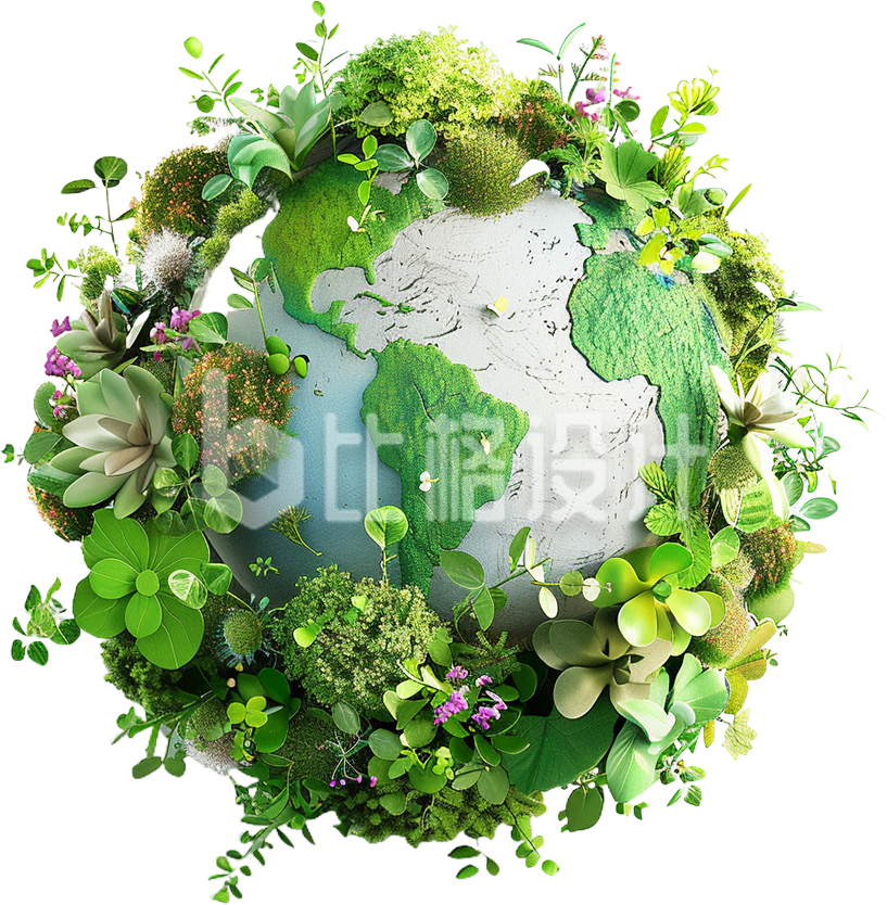 覆盖植物的地球仪