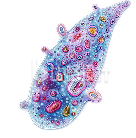 紫色手绘风细胞生物插画