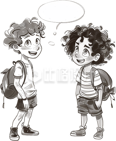 灰色可爱风手绘男孩插画