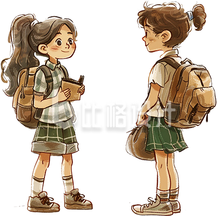 黄色手绘风学生交流学习插画