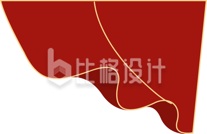 红绸帘子红色手绘