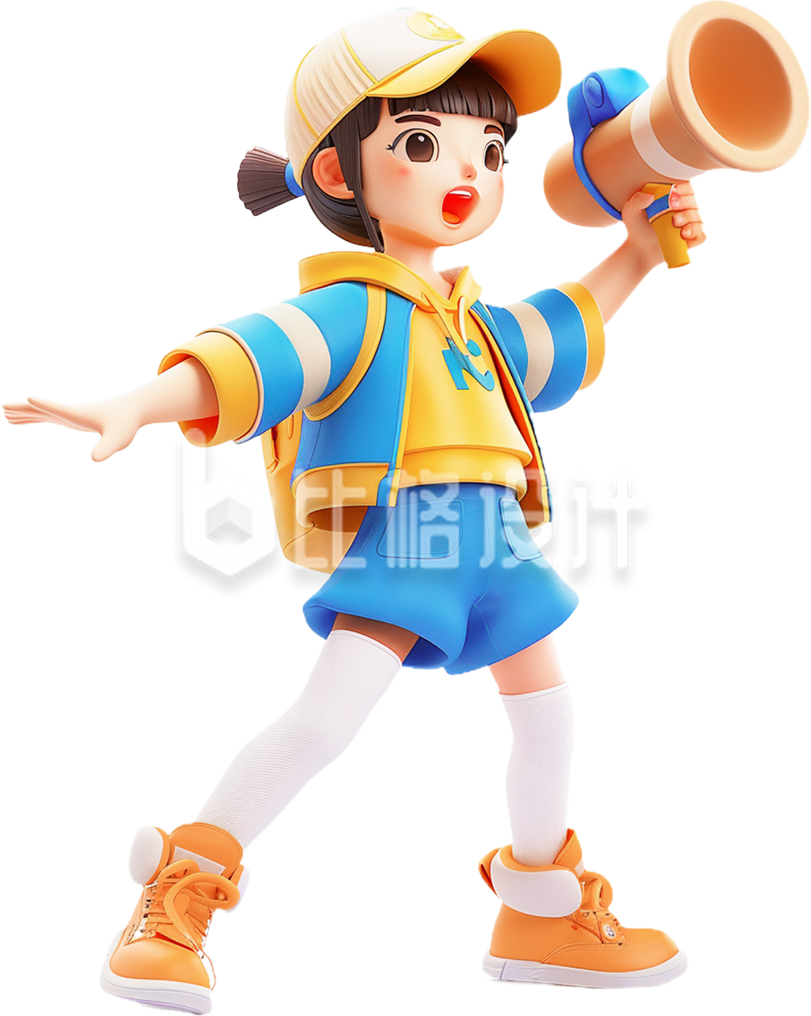 3D小女孩手持喇叭