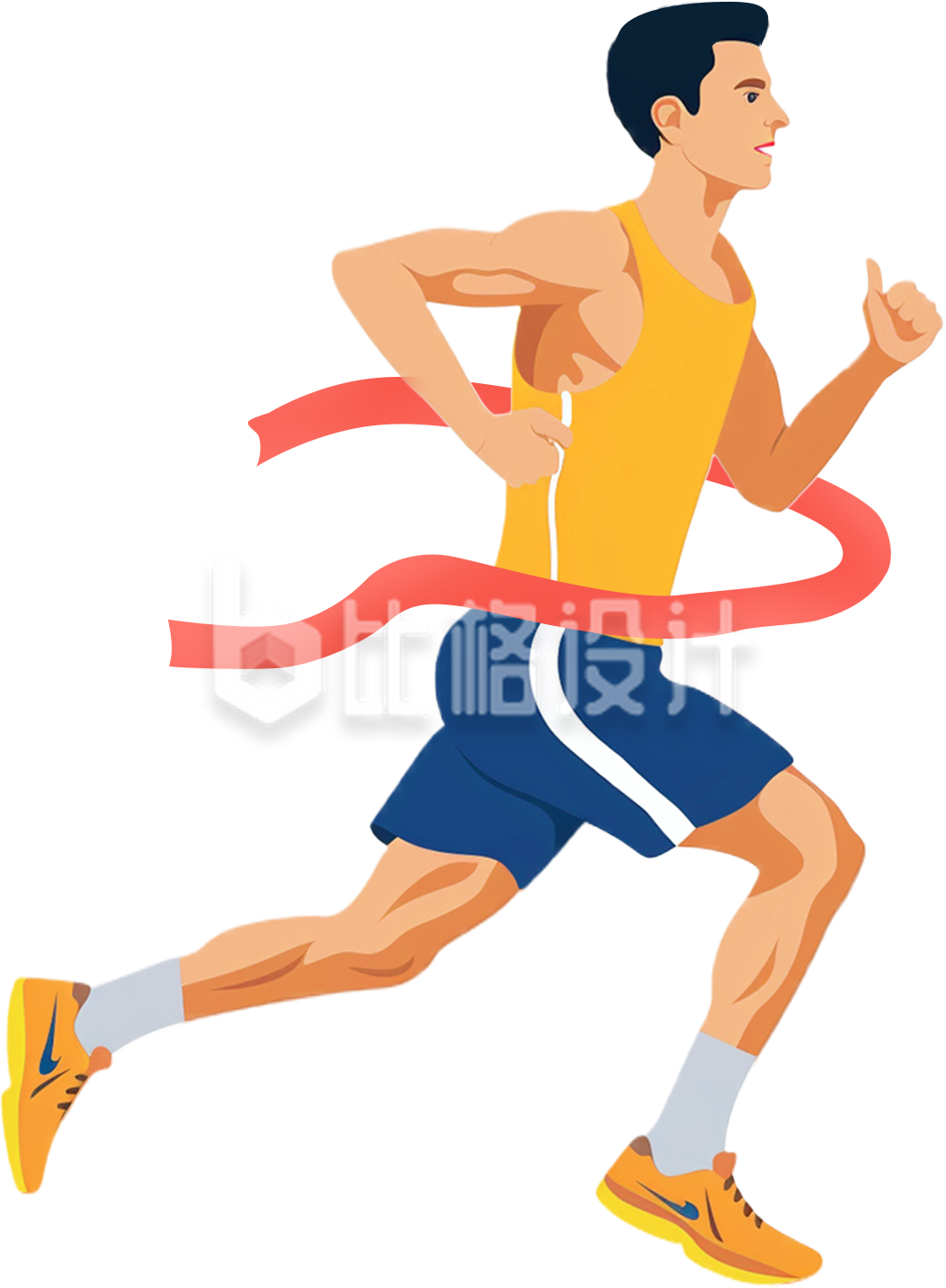 手绘男生跑步